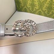Okify Gucci Silver Crystal Buckle Silver Belt 30mm - 2