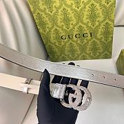 Okify Gucci Silver Crystal Buckle Silver Belt 30mm - 6