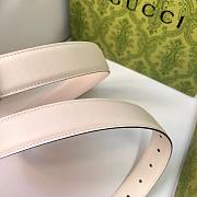 Okify Gucci Pink Crystal Buckle White Belt 30mm - 6