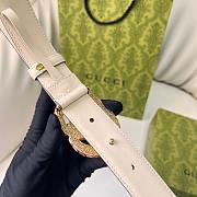 Okify Gucci Pink Crystal Buckle White Belt 30mm - 2