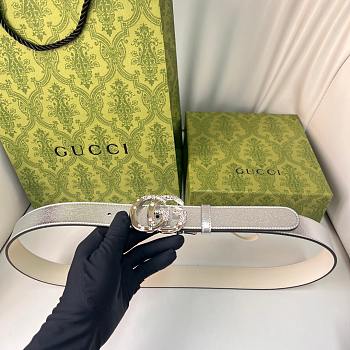 Okify Gucci Silver Buckle Silver Belt 30mm