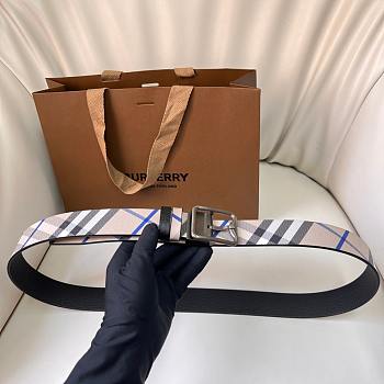 Okify Burberry Dark Silver Buckle Blue Check Belt 35mm