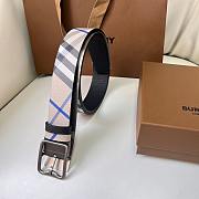 Okify Burberry Dark Silver Buckle Blue Check Belt 35mm - 4