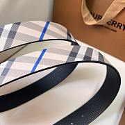 Okify Burberry Dark Silver Buckle Blue Check Belt 35mm - 3
