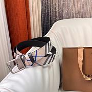 Okify Burberry Dark Silver Buckle Blue Check Belt 35mm - 2