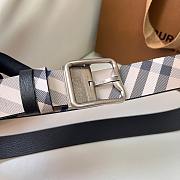 Okify Burberry Silver Buckle Blue Check Belt 35mm - 3