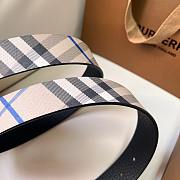 Okify Burberry Gold Buckle Blue Check Belt 35mm - 5