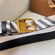 Okify Burberry Gold Buckle Blue Check Belt 35mm - 3