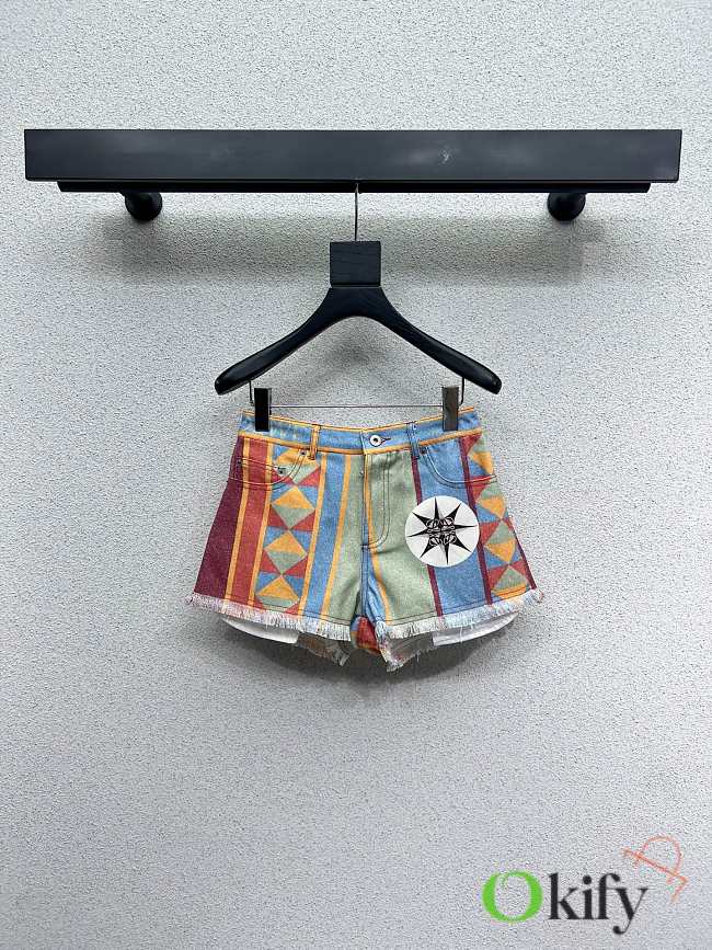 Okify Loewe Multicolor Denim Shorts SML - 1