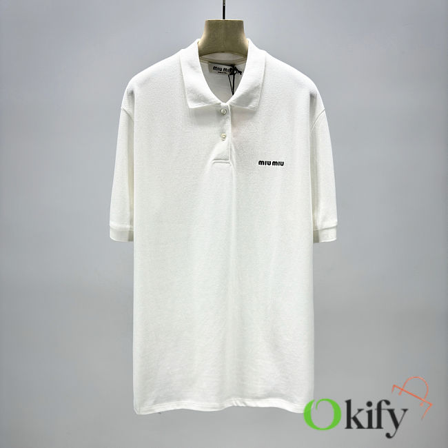 Okify MiuMiu White Polo Shirt S-XL  - 1