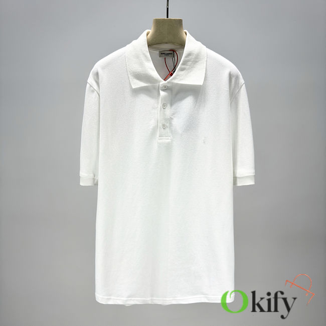 Okify YSL White Polo Shirt S-XL  - 1