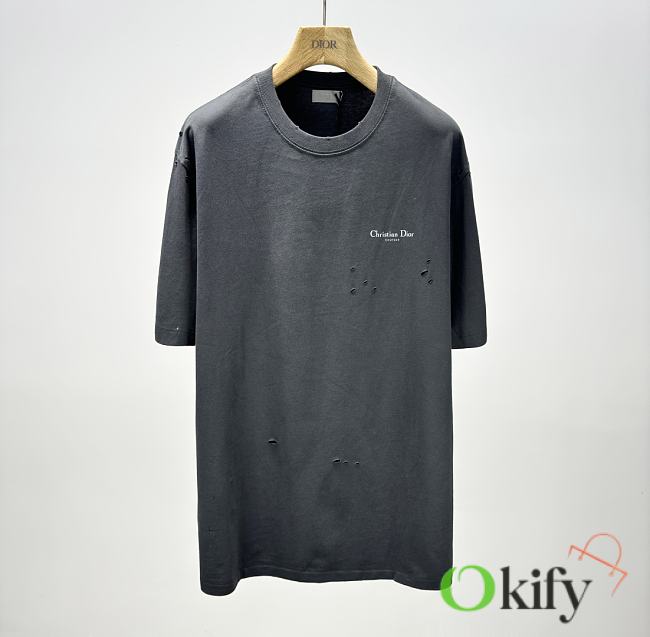 Okify Dior Gray T-shirt With Lily Flowers XS-L  - 1