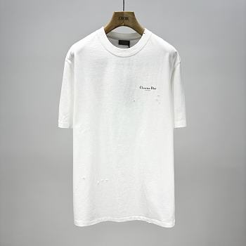 Okify Dior White T-shirt With Lily Flowers XS-L 
