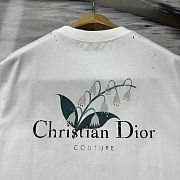 Okify Dior White T-shirt With Lily Flowers XS-L  - 2