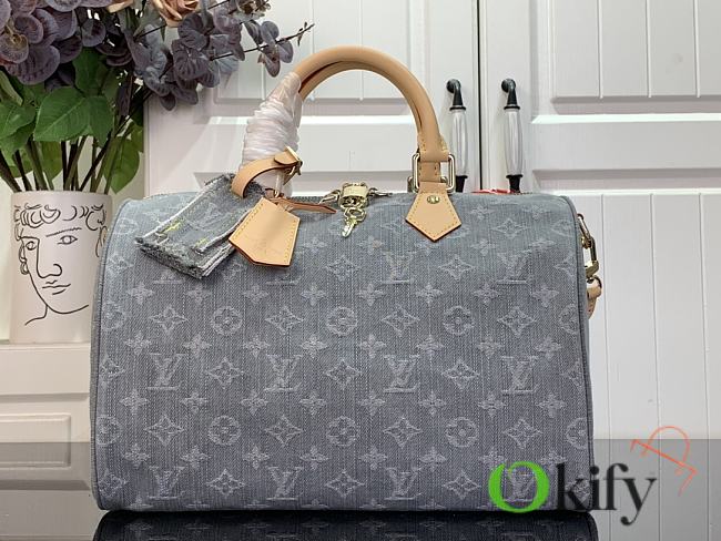 Okify Louis Vuitton Speedy Soft 30 Bag In Denim Gray M13344 21x17x30cm  - 1