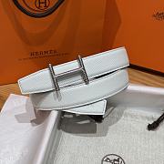 Okify Hermes Hisseo Reversible Belt In Black And White With Silver Buckle 32mm - 5