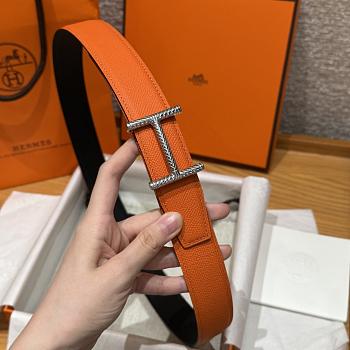 Okify Hermes Hisseo Reversible Belt In Black And Orange 32mm