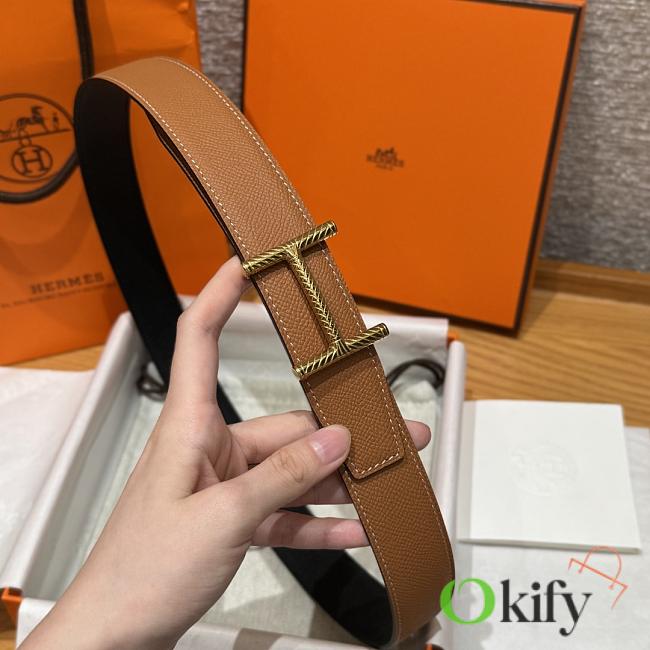 Okify Hermes Hisseo Reversible Belt In Black And Brown 32mm - 1