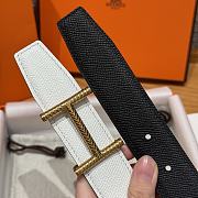 Okify Hermes Hisseo Reversible Belt In Black And White With Gold Buckle 32mm - 2