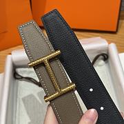 Okify Hermes Hisseo Reversible Belt In Black And Gray With Gold Buckle 32mm - 6