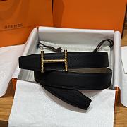 Okify Hermes Hisseo Reversible Belt In Black And Gray With Gold Buckle 32mm - 3