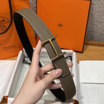 Okify Hermes Hisseo Reversible Belt In Black And Gray With Gold Buckle 32mm