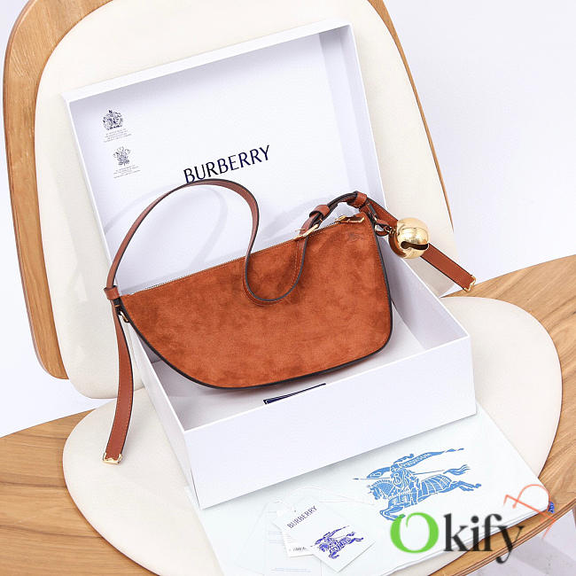 Okify Burberry Shield Suede Bag In Brown 32x7x17cm  - 1