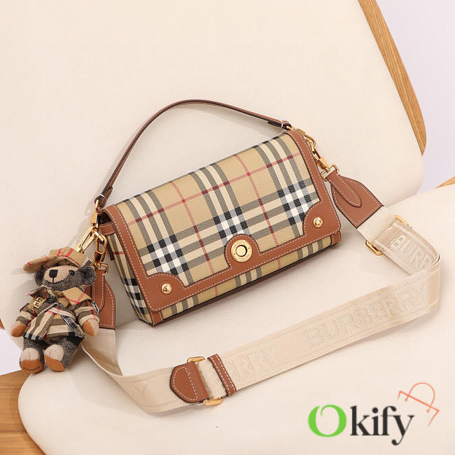 Okify Burberry Note Bag In Brown And Beige 24x8x14cm  - 1