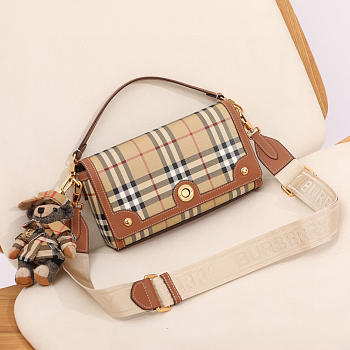 Okify Burberry Note Bag In Brown And Beige 24x8x14cm 