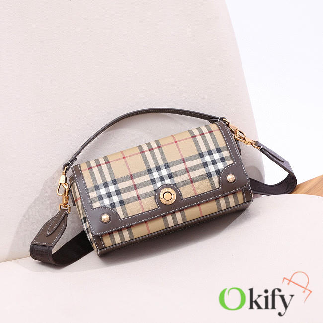 Okify Burberry Note Bag In Beige And Dark Brown 24x8x14cm  - 1
