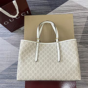 Okify Gucci Emblem Large Tote Bag In Beige And White 38x25x15cm - 1