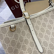 Okify Gucci Emblem Large Tote Bag In Beige And White 38x25x15cm - 5