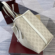 Okify Gucci Emblem Large Tote Bag In Beige And White 38x25x15cm - 4