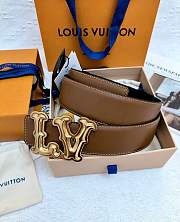 Okify Louis Vuitton Ranch Reversible Belt In Dark Brown And Black With Gold Buckle 40mm - 4