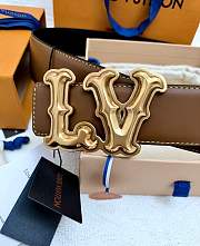 Okify Louis Vuitton Ranch Reversible Belt In Dark Brown And Black With Gold Buckle 40mm - 5