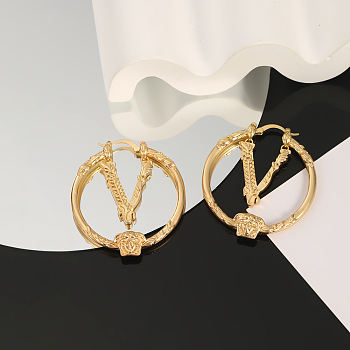 Okify Versace V Circle Gold Earrings