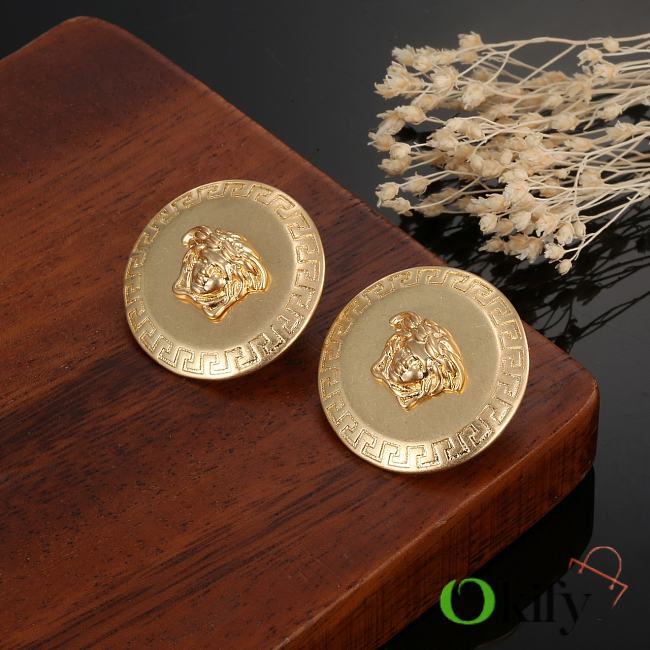 Okify Versace Gold Round Earrings  - 1