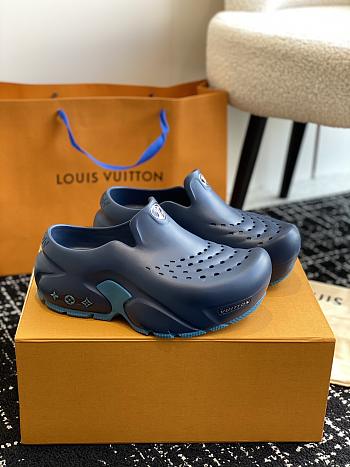 Okify Louis Vuitton Shark Clog Slippers In Dark Blue 5cm EU39-45