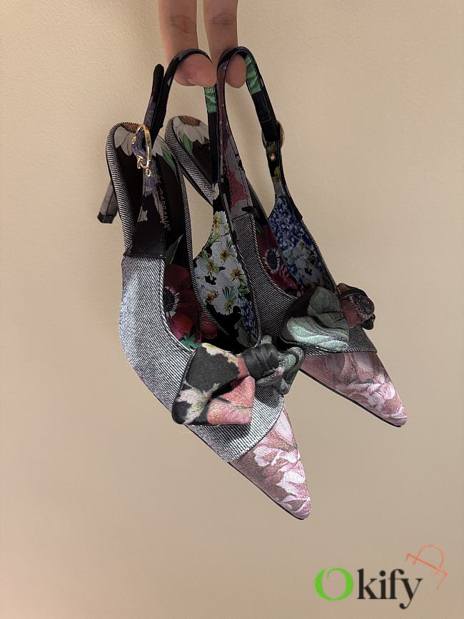 Okify Dolce & Gabbana Denim Flowers 6.5cm EU35-42 23312 - 1