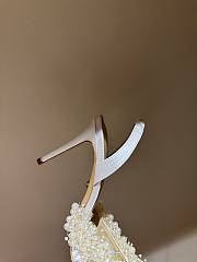 Okify Mach & Mach Pearl And Silk High Heels In White 10cm EU35-42 - 3
