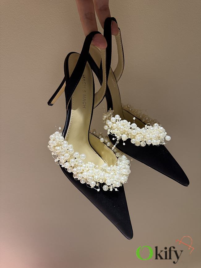 Okify Mach & Mach Pearl And Silk High Heels In Black 10cm EU35-42 - 1