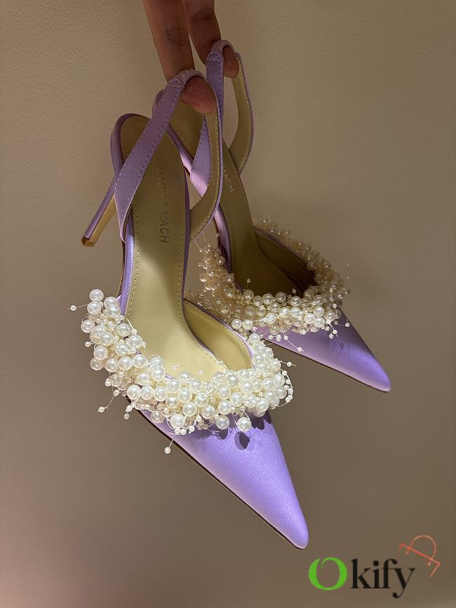 Okify Mach & Mach Pearl And Silk High Heels In Purple 10cm EU35-42 - 1