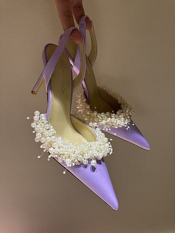 Okify Mach & Mach Pearl And Silk High Heels In Purple 10cm EU35-42