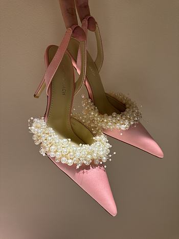 Okify Mach & Mach Pearl And Silk High Heels In Pink 10cm EU35-42