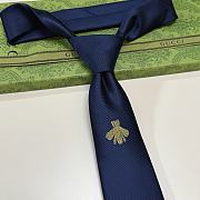 Okify Gucci Dark Blue Silk Bee Tie  - 1