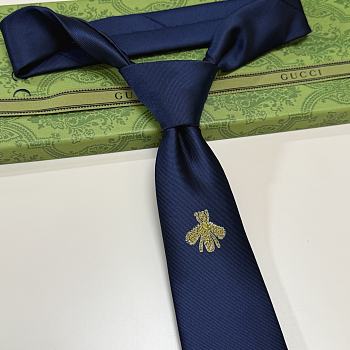 Okify Gucci Dark Blue Silk Bee Tie 