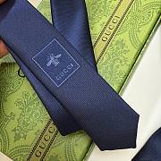 Okify Gucci Dark Blue Silk Bee Tie  - 6