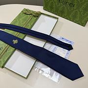 Okify Gucci Dark Blue Silk Bee Tie  - 3
