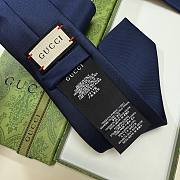 Okify Gucci Dark Blue Silk Bee Tie  - 2
