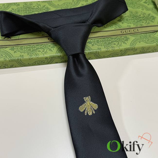 Okify Gucci Black Silk Bee Tie  - 1